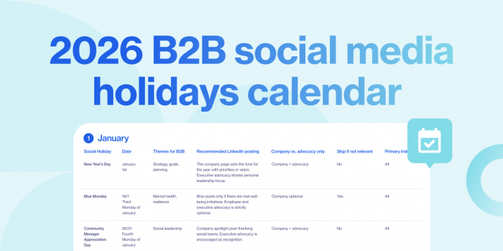 B2B social media calendar 2026